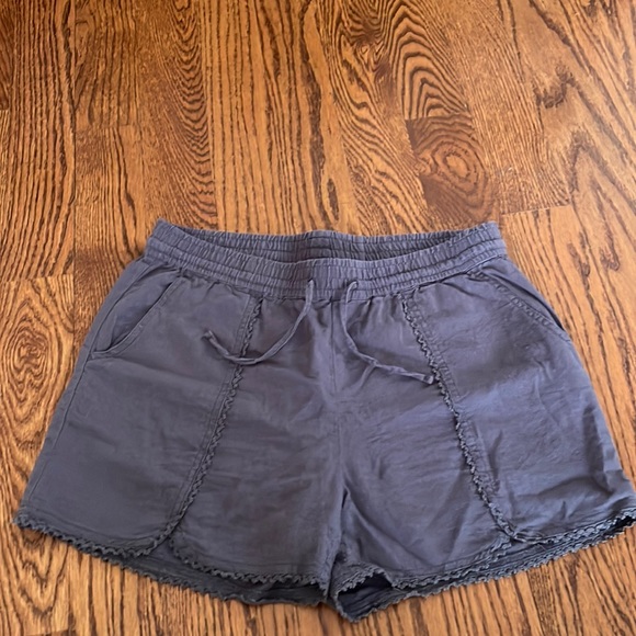 Grey Linen Drawstring Shorts - Picture 1 of 6